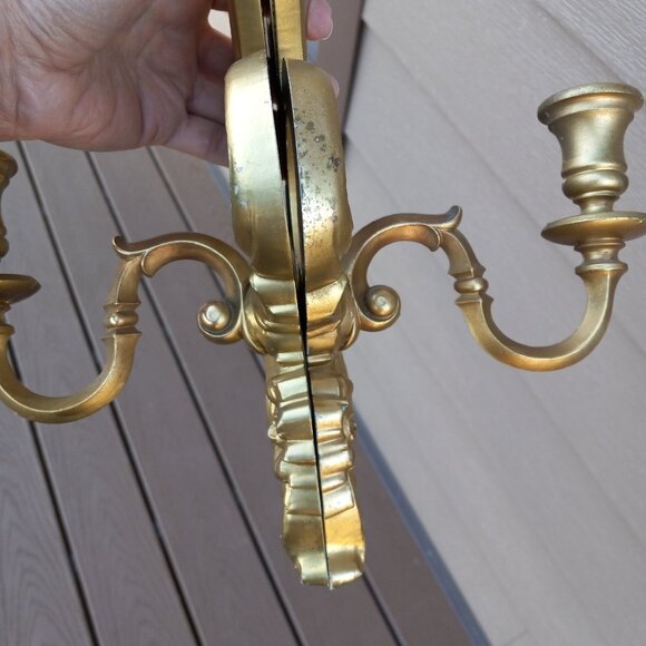 Vintage Syroco Gold Ornate Wall Sconces Candle Holders Set of 2 # 2336 DAMAGED - Picture 13 of 16